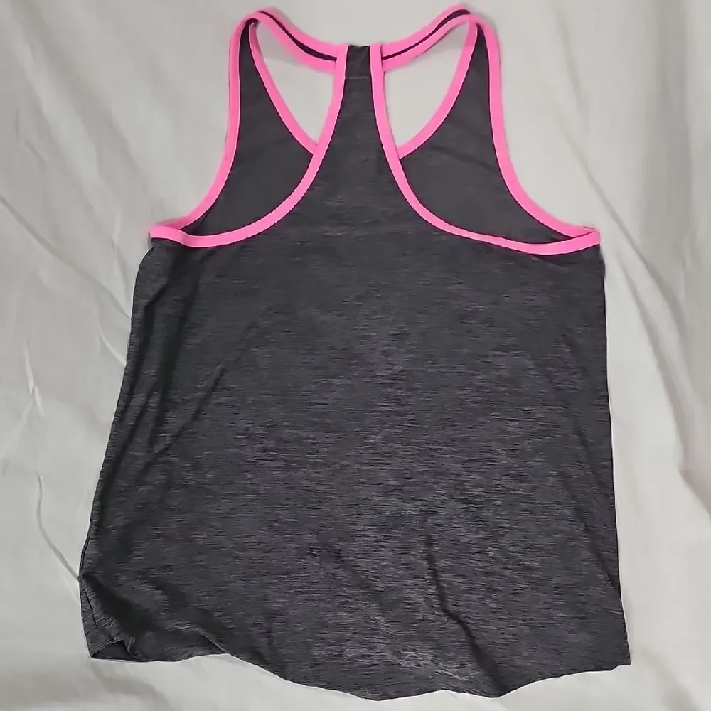 Justice Charcoal and Neon Pink Tank Top